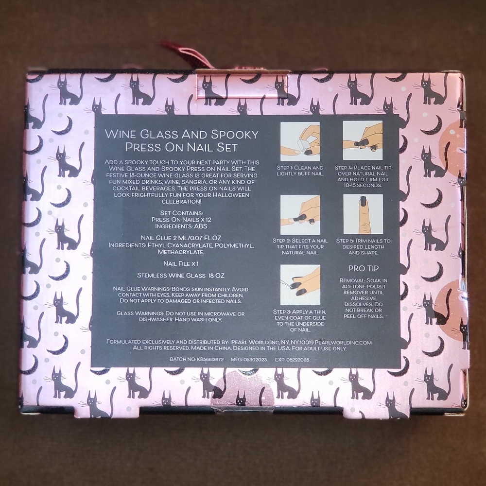 "Happy Hallo Wine" Glass & Press on Nail Set by Paris Hilton - Picture 2 of 4
